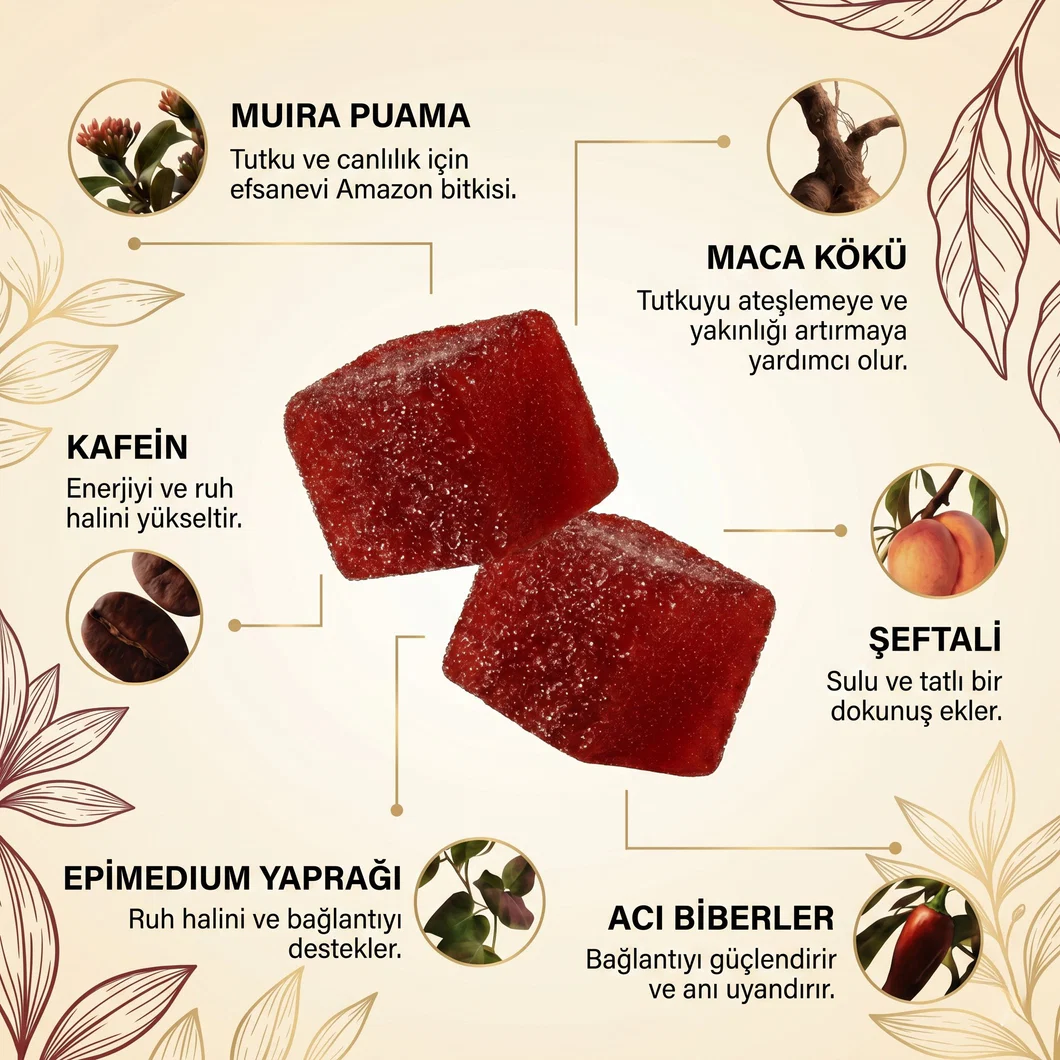 Doruğa Ulaş Ateşli Küpler Libido Arttırıcı Gummy Gıda Takviyesi